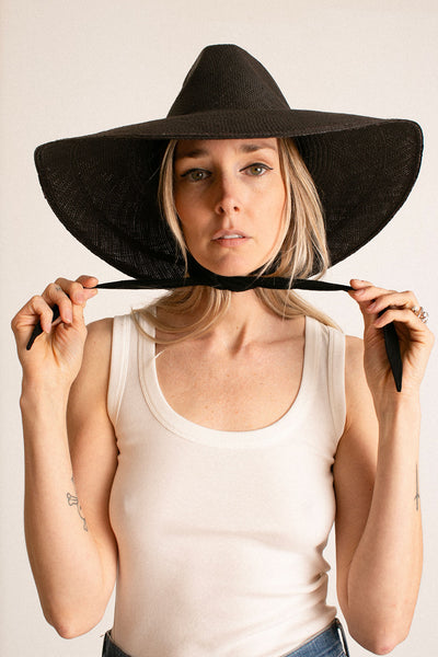 Black Caro Hat with Neck Shade
