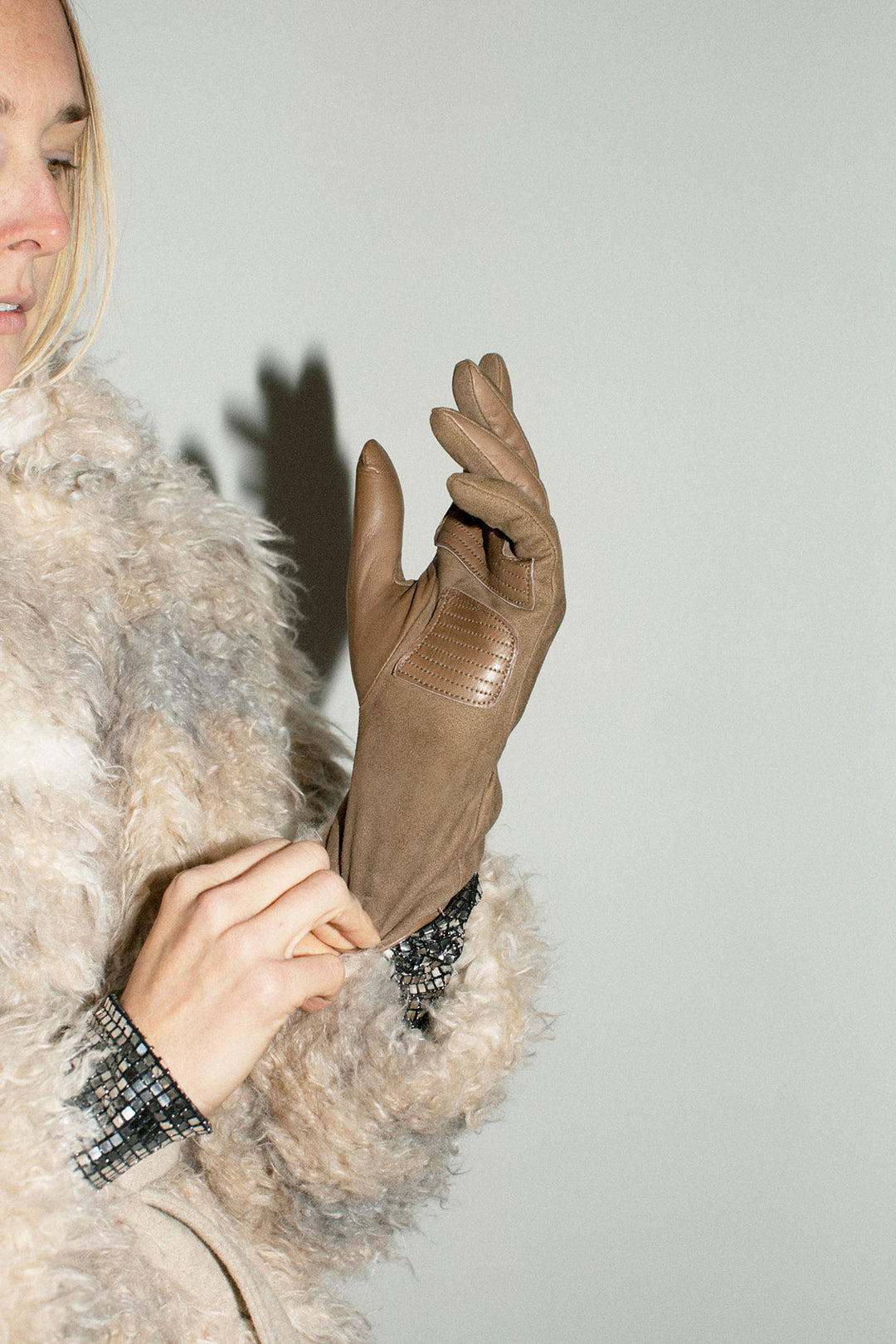 Clyde - Taupe Green Cashmere Lined Moto Gloves – BONA DRAG
