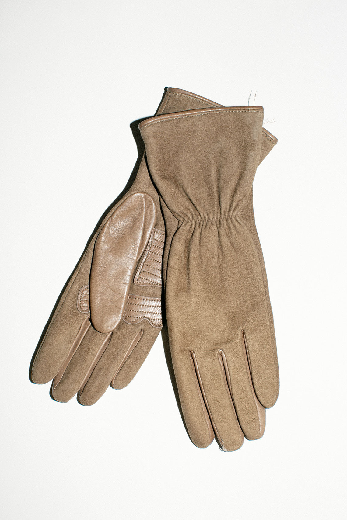Khaki Cashmere Lined Moto Gloves