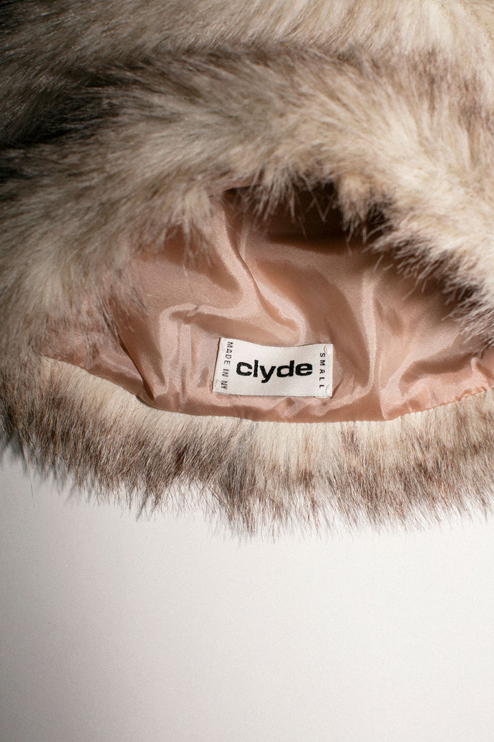 Clyde Faux Fur Toque Hat Taupe Grey Winter Cozy Chic Luxury Y2K NYC Streetwear Faux Fur Toque main image 4