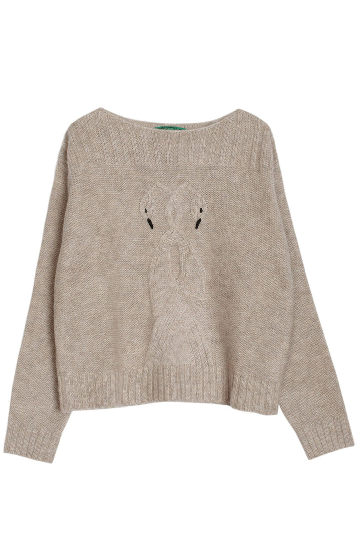 Emily Dawn Long - Oatmeal Swan Cable Knit Sweater – BONA DRAG