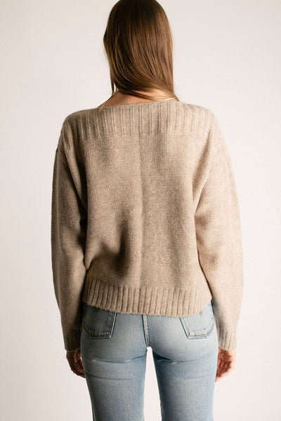 Oatmeal Swan Cable Knit Sweater