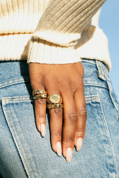 Gold Plated Bronze Mer Ring