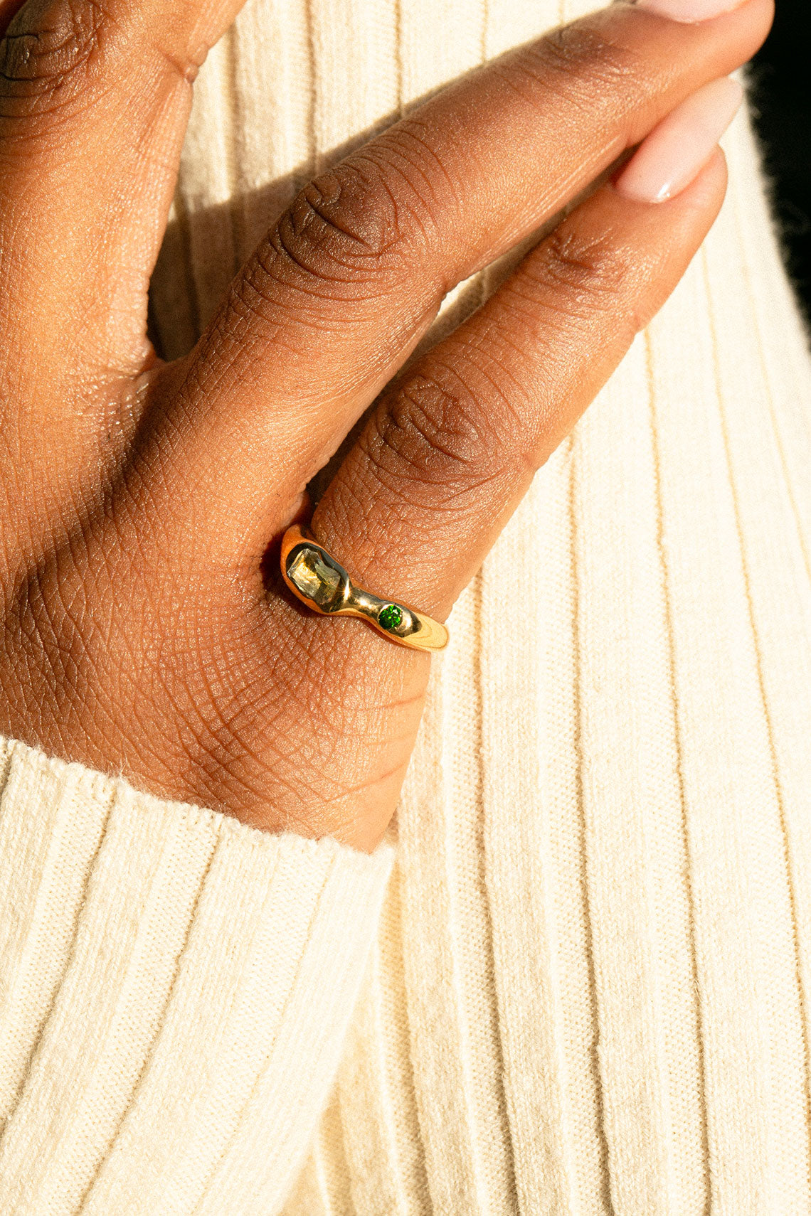 Gold Plated Bronze Mer Ring