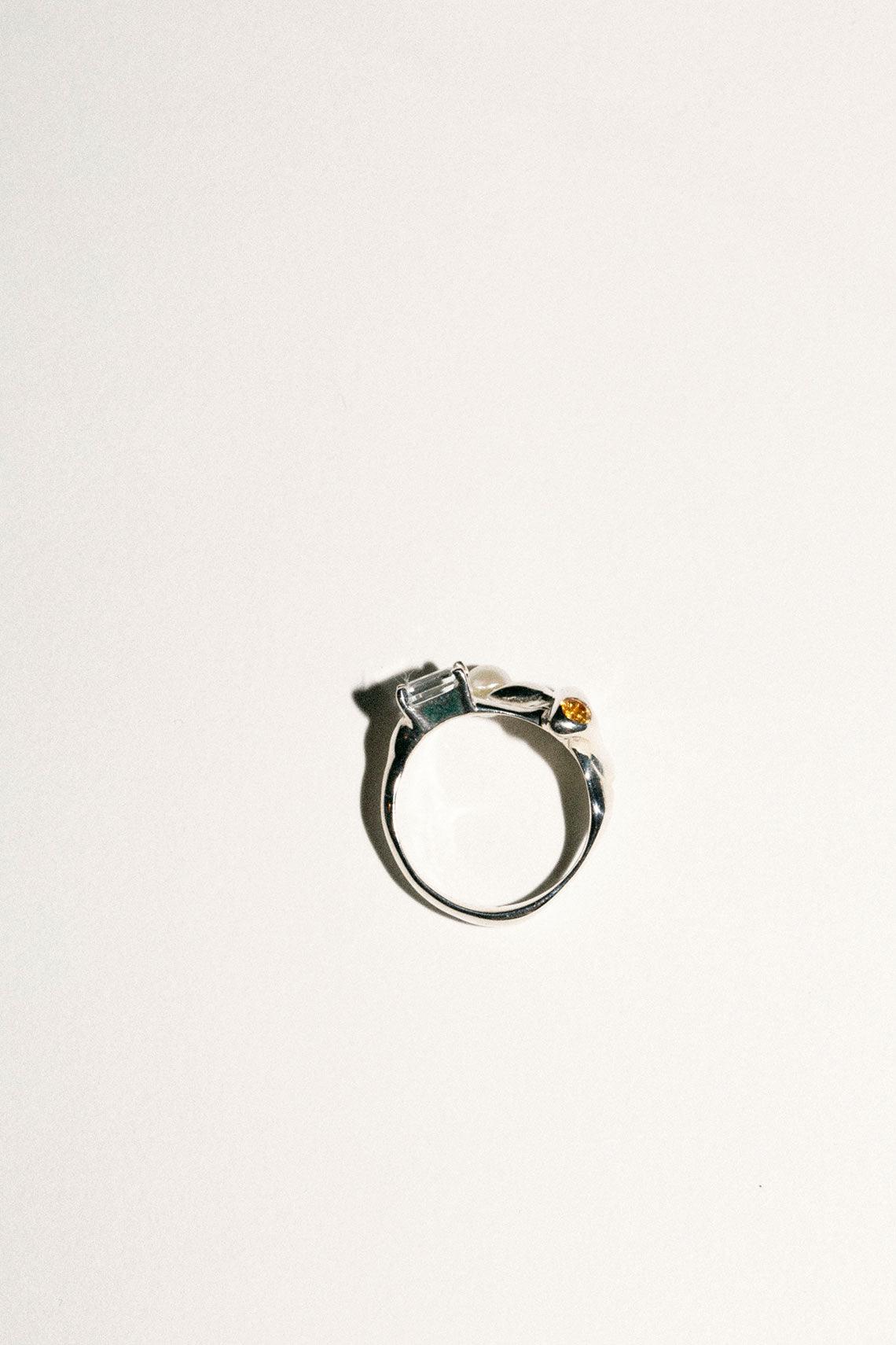 Silver Menage Ring with Citrine & Topaz