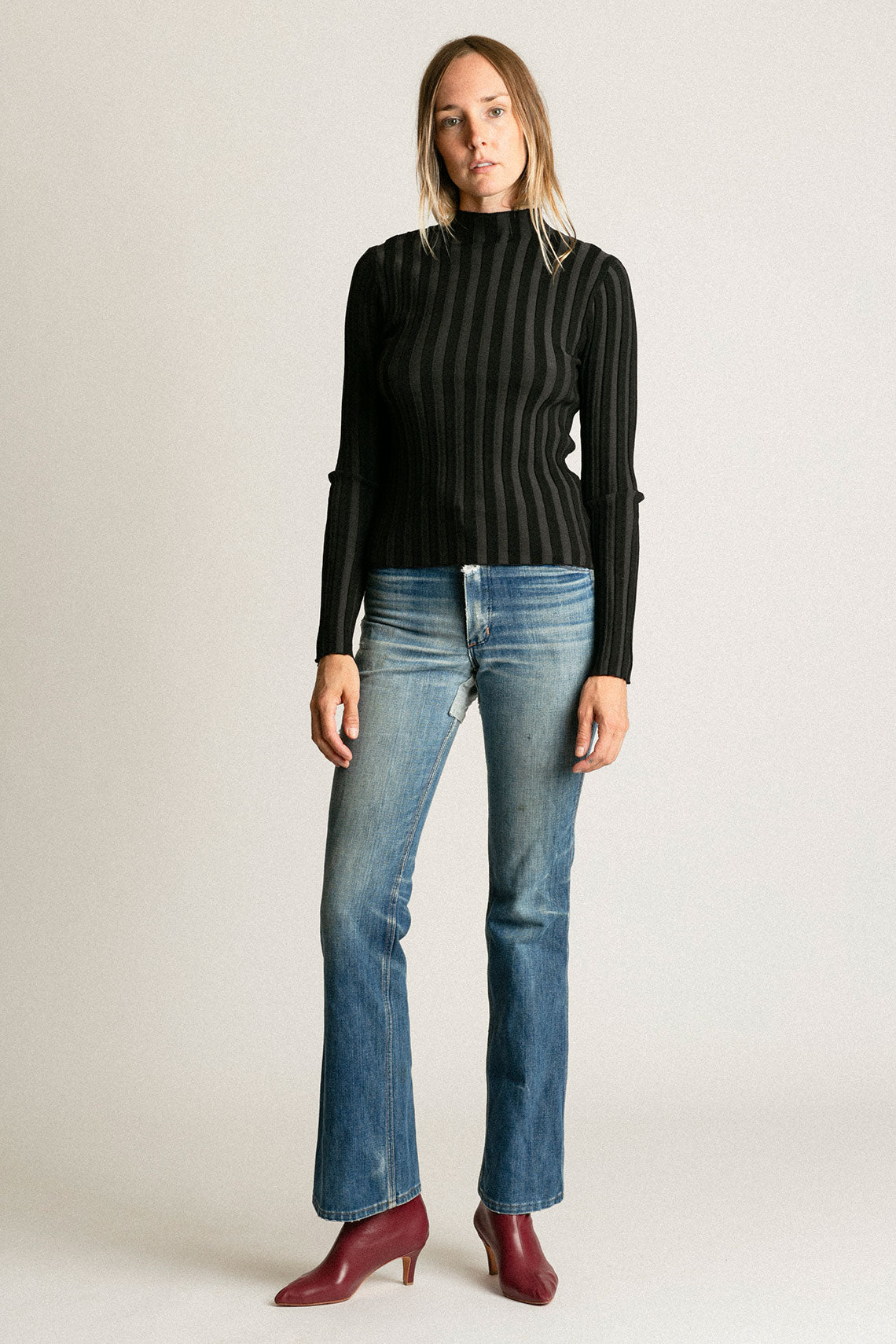 Ink Wide Rib Mock Neck