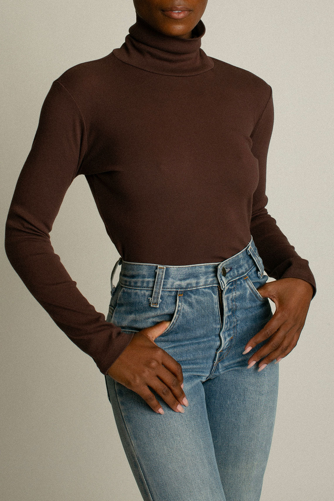 Chocolate Turtleneck Bellevue Tee