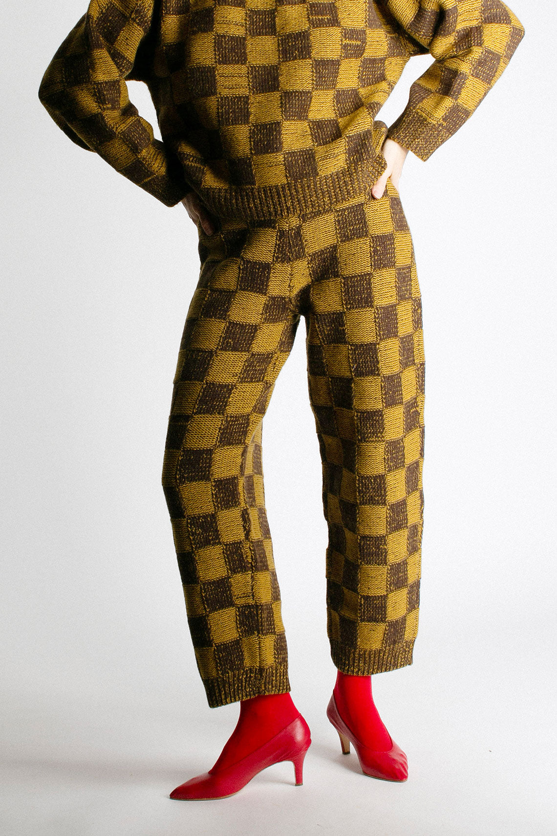 Chessboard Raven Knit Trousers