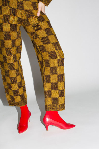 Chessboard Raven Knit Trousers