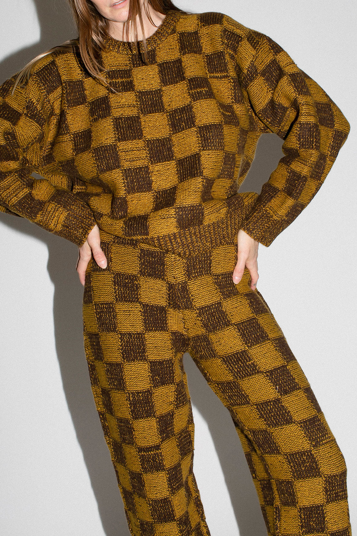 Chessboard Raven Knit Trousers