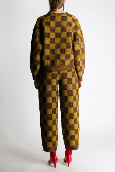Chessboard Raven Knit Trousers