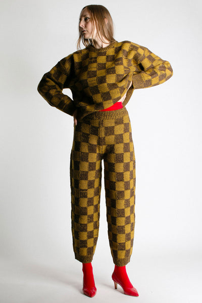 Chessboard Raven Knit Trousers