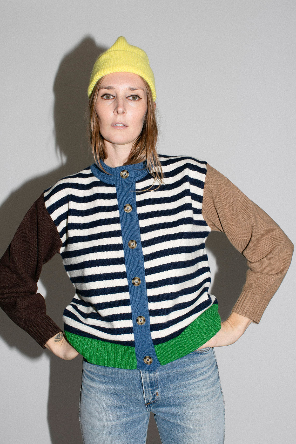 【新品】  PERVERZE / パーバーズ | stripe mohair wide cardigan / マルチカラー モヘア ニット カーディガン | F | ORG | レディース 中古・古着通販】PERVERZE (パーバーズ) Stripe Mohair Wide Cardigan
