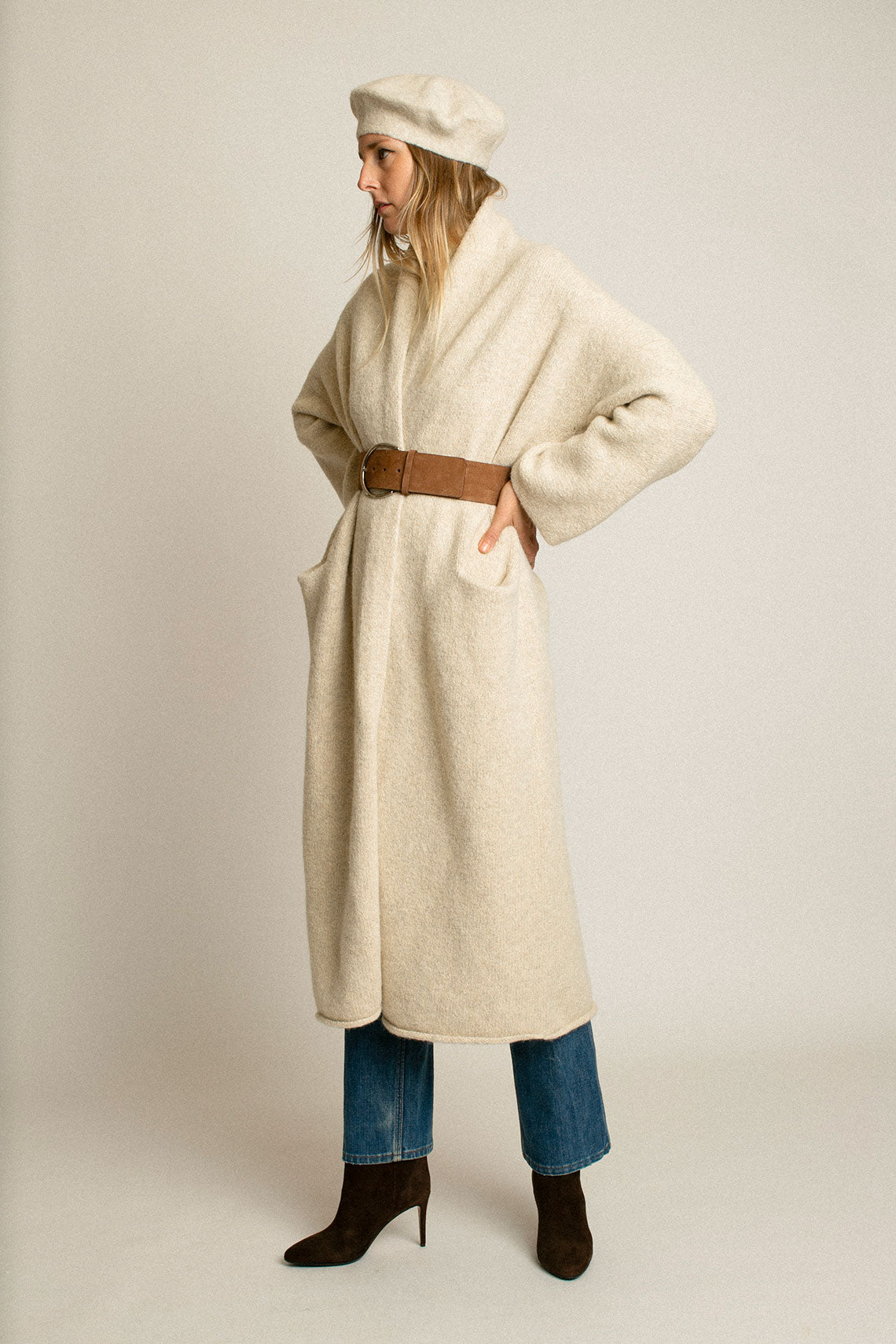 Ecru Long Shawl Cardigan