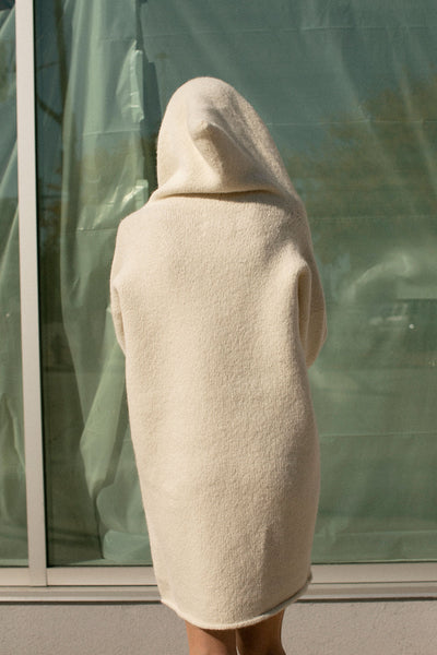 Raw White Capote Coat