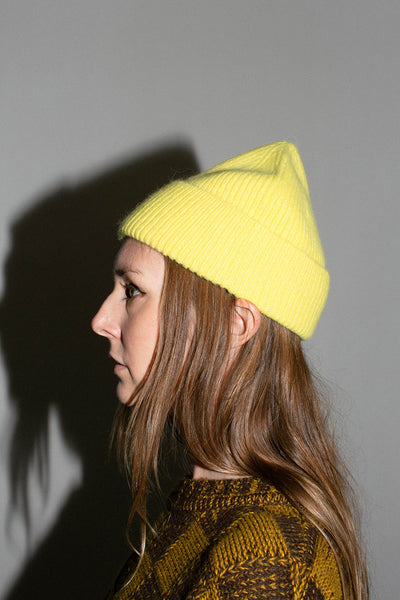 Acid Yellow Cashmere Bea Beanie