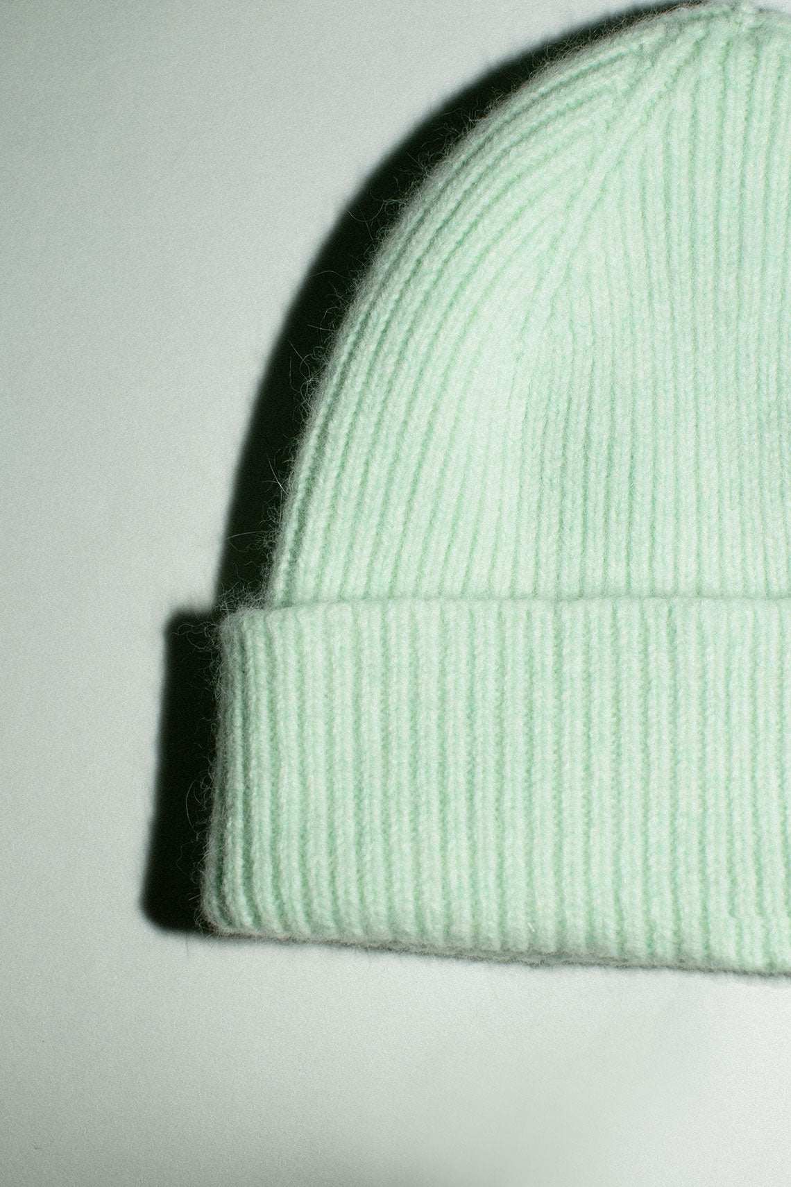 Soft Mint Cashmere Bea Rib Beanie