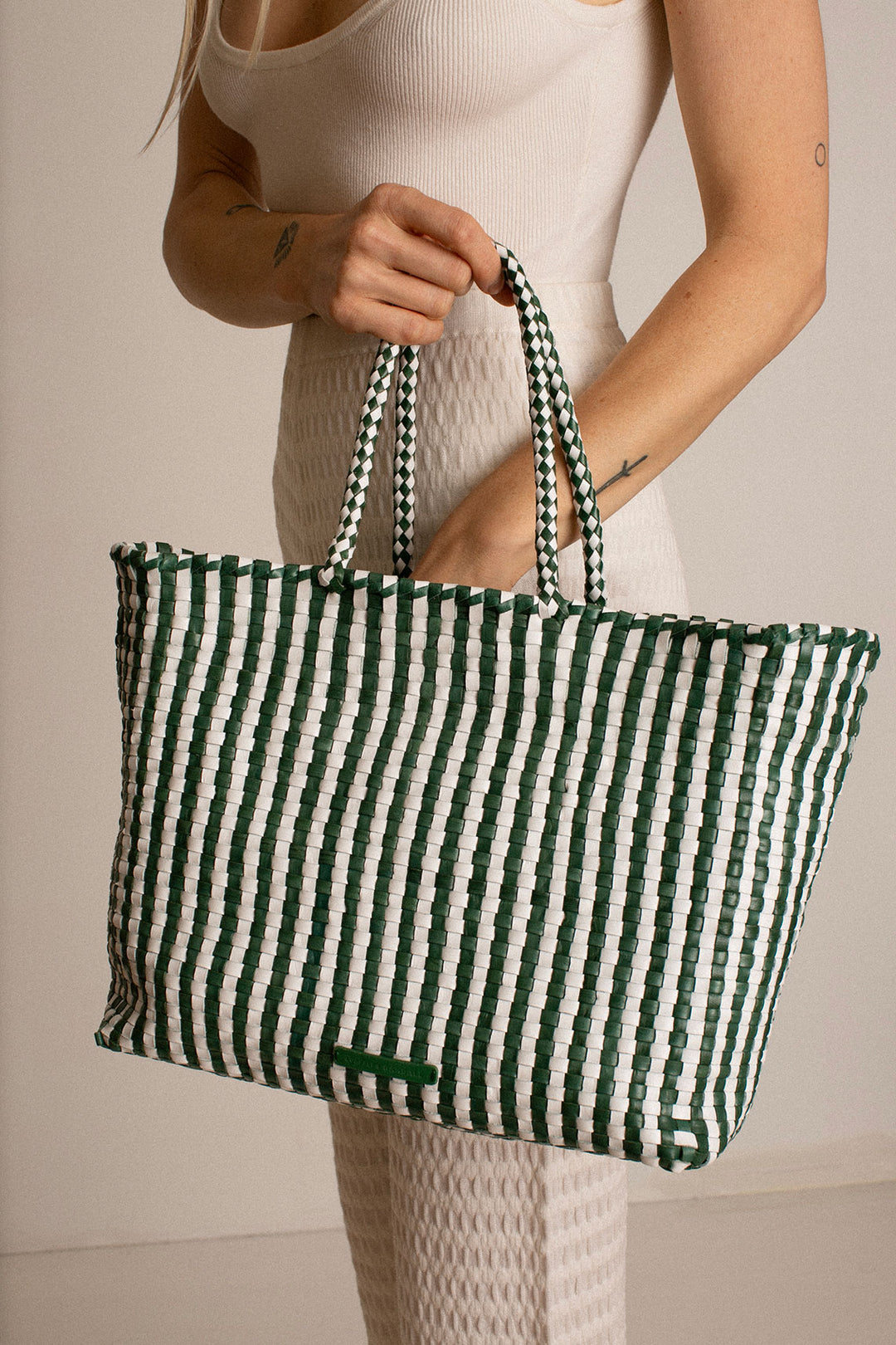 Loeffler Randall Emerald and White Woven Klara Tote – BONA DRAG