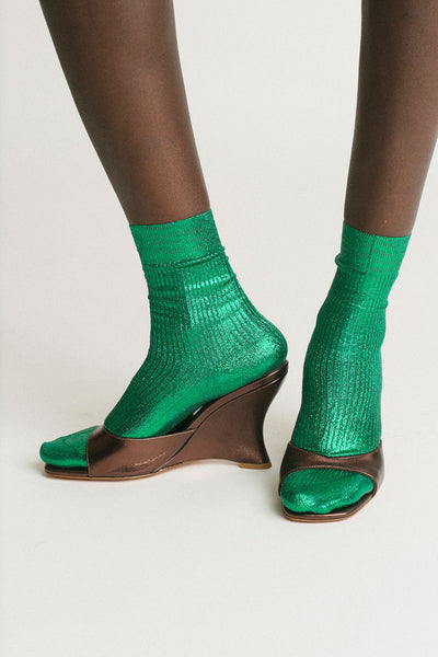 Emerald Ribbed Laminated Sock