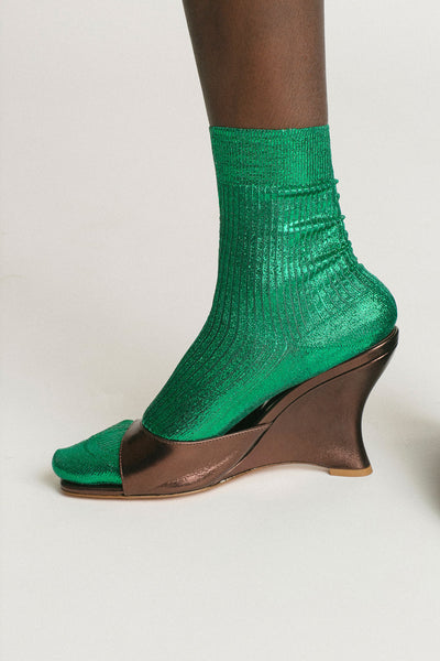 Emerald Ribbed Laminated Sock