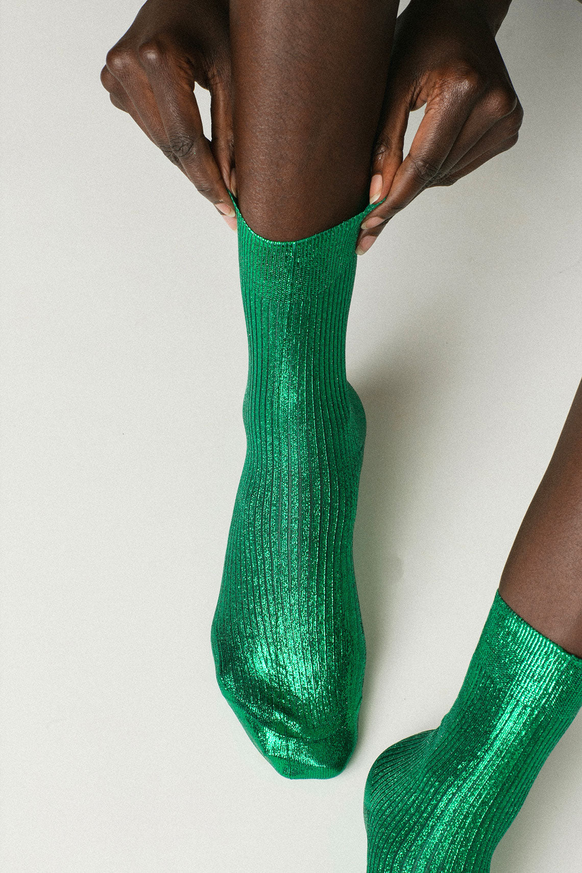 Emerald Ribbed Laminated Sock