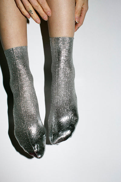 Silver Laminated Sock