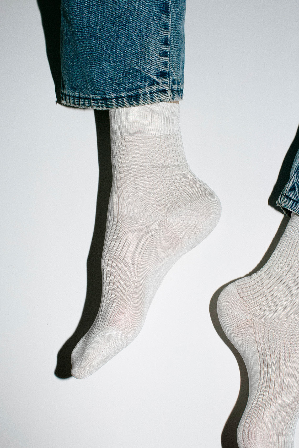 White One Ribbed Crew