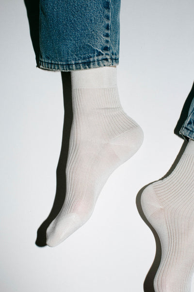 White One Ribbed Crew