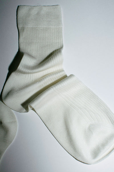 White One Ribbed Crew