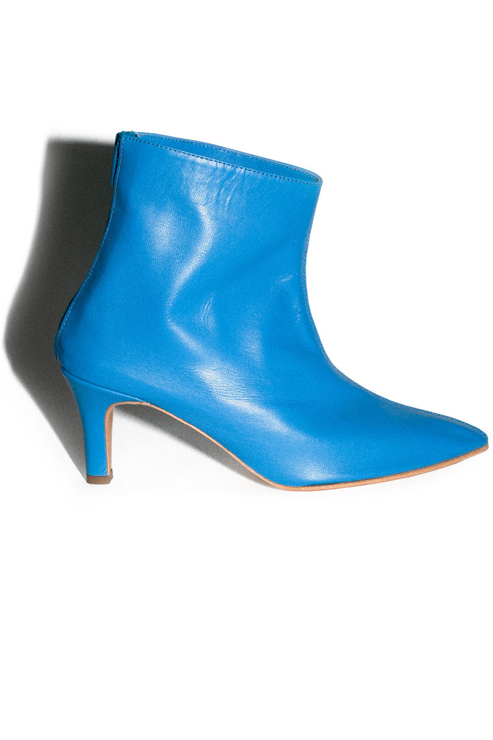 MASTROIANNI BLUE HIGH HEEL DRESS BOOTS Saxe Blue Gloss Mid Calf High Heel Boots | Tajna Shoes  main image 3