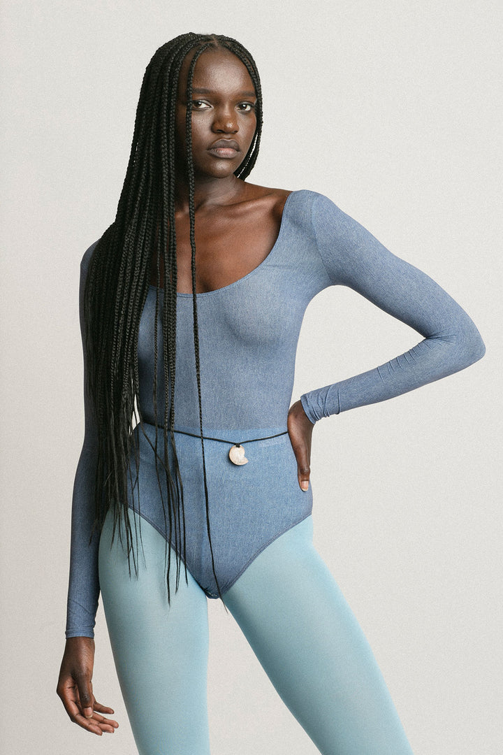 トップス MARYAM NASSIR ZADEH body suit Maryam Nassir Zadeh - Indigo Matilda Bodysuit – BONA DRAG