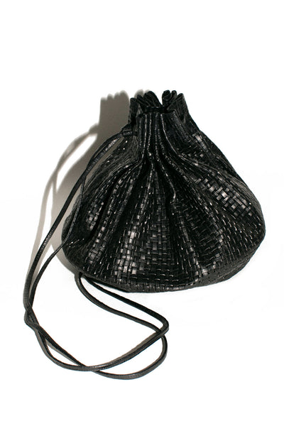 Black Woven Balloon Bag