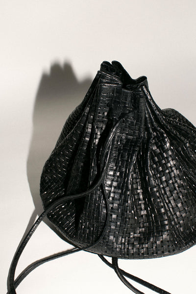 Black Woven Balloon Bag