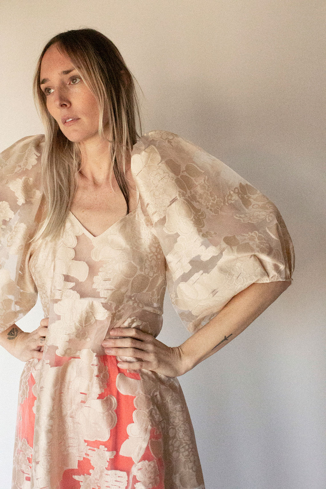 lexi farah dress champagne The Studio Lexi Tiffany Dress in Champagne, as seen on @rileyarmitage (she is wearing her own dress). This is one of our new arrivals that will be going live this weekend. Bookable