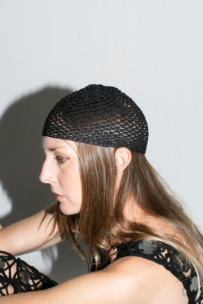 Black Crochet Cap