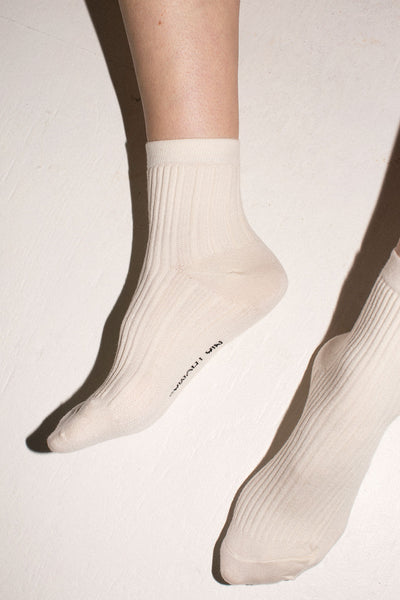 Cream Rib Merino Wool Sock
