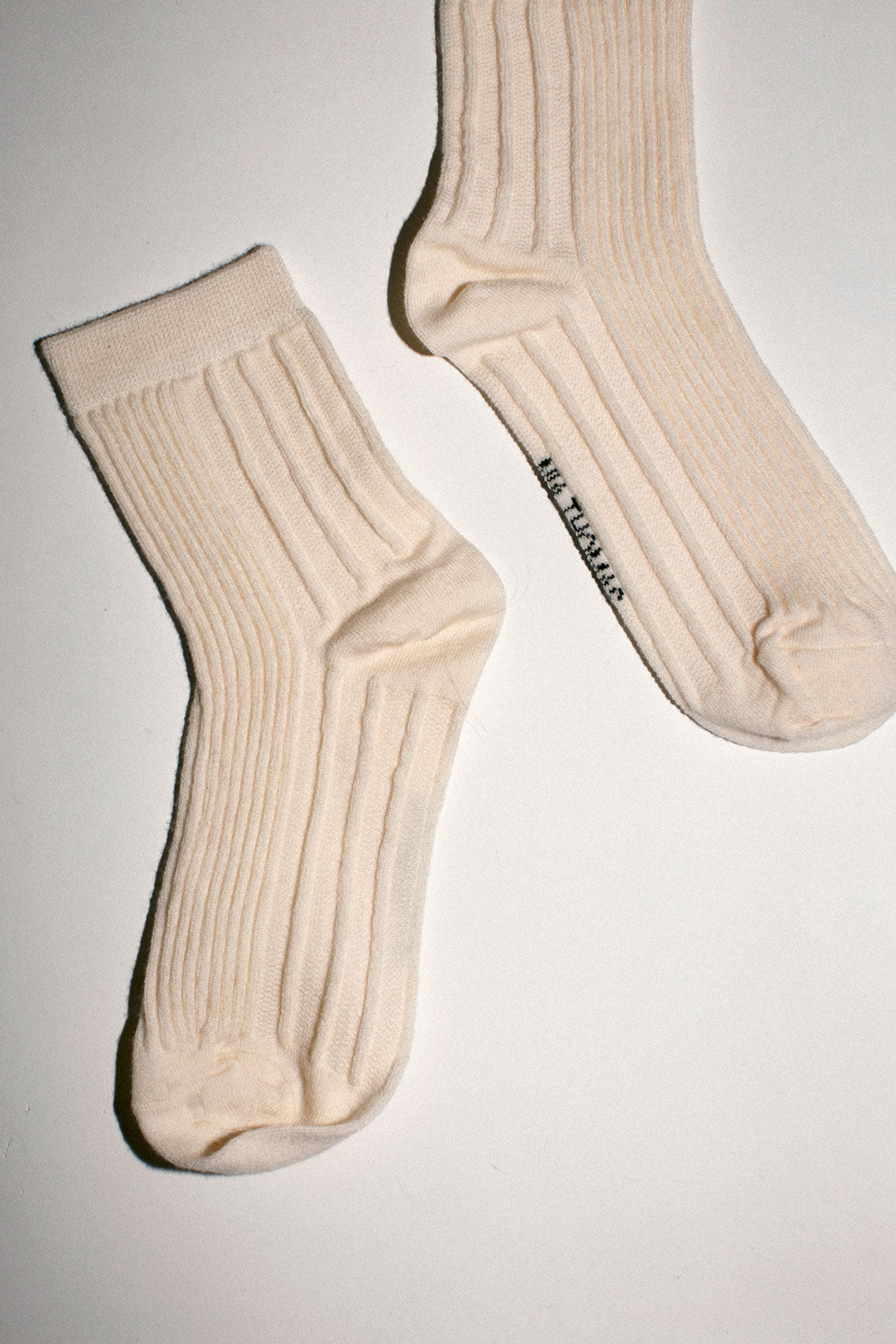 Cream Rib Merino Wool Sock