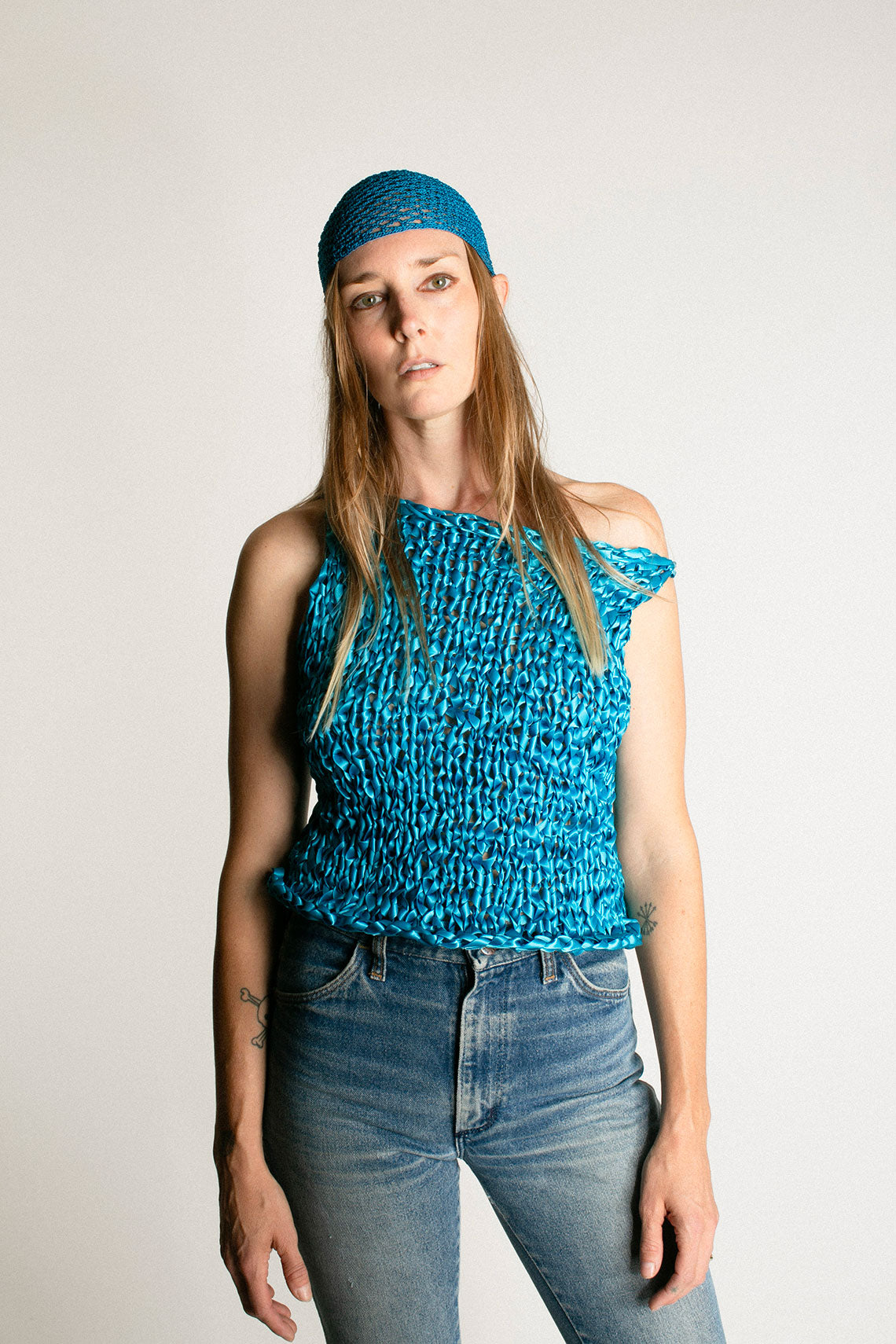 Teal Crochet Cap