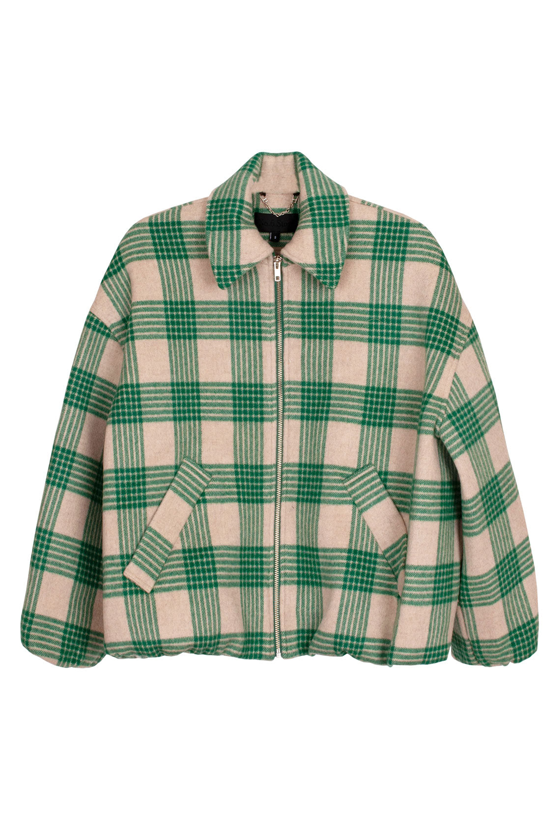 Cream & Green Plaid Wicke Jacket