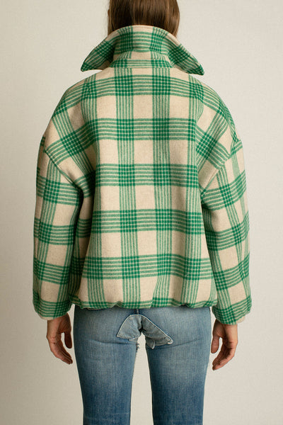 Cream & Green Plaid Wicke Jacket