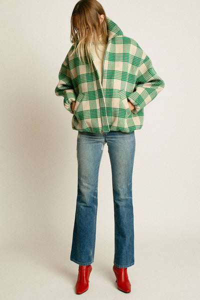 Cream & Green Plaid Wicke Jacket