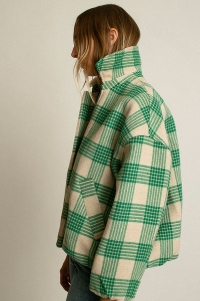 Cream & Green Plaid Wicke Jacket