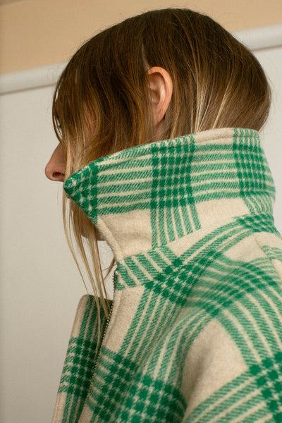 Cream & Green Plaid Wicke Jacket