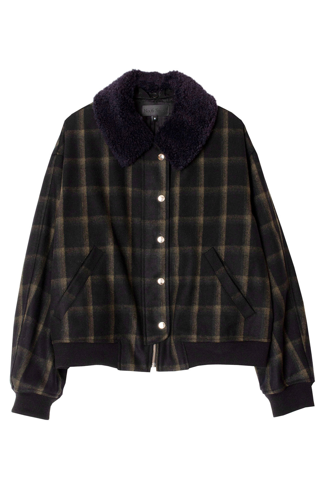 デカ目 M 80s 川久保オム Plaid wool no collar Jkt Wesley Men's Wool Jacket - Brown | Buffalo Jackson