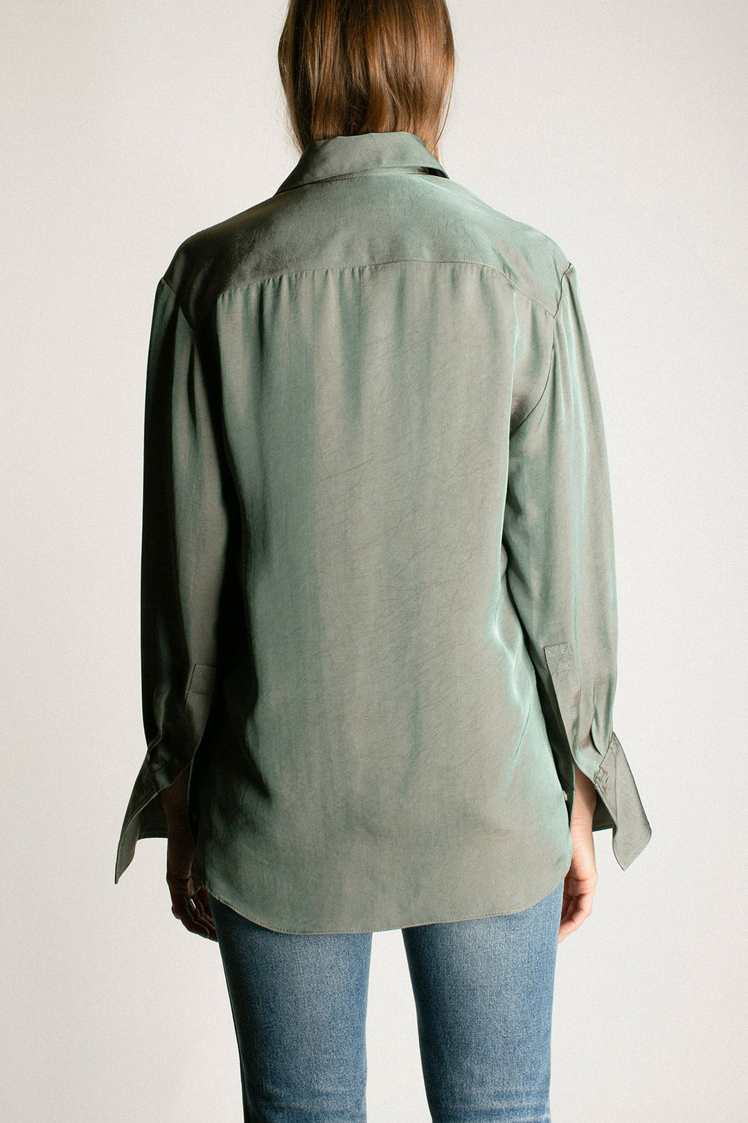 iridescent dress shirt Stormy Iridescent Nylon Button Up Shirt - Blue
