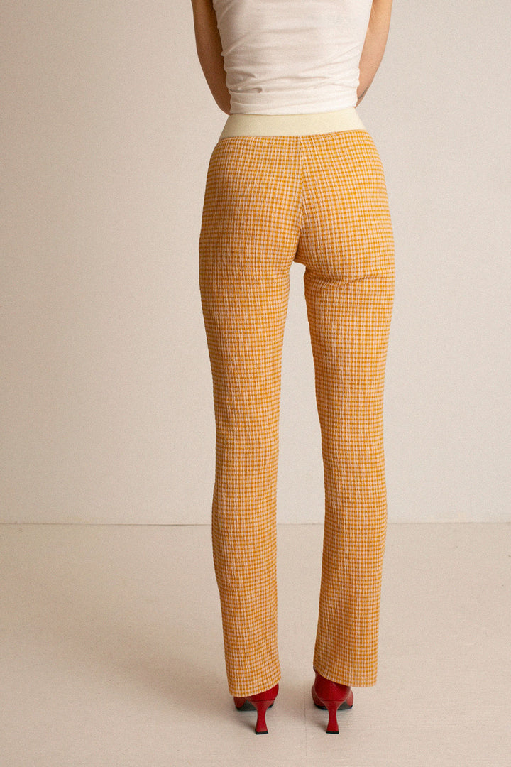 柿乃葉 Dress Trousers Flare gingham 7 SALE 40% OFF - Nomia - Orange & White Gingham Pant – BONA DRAG