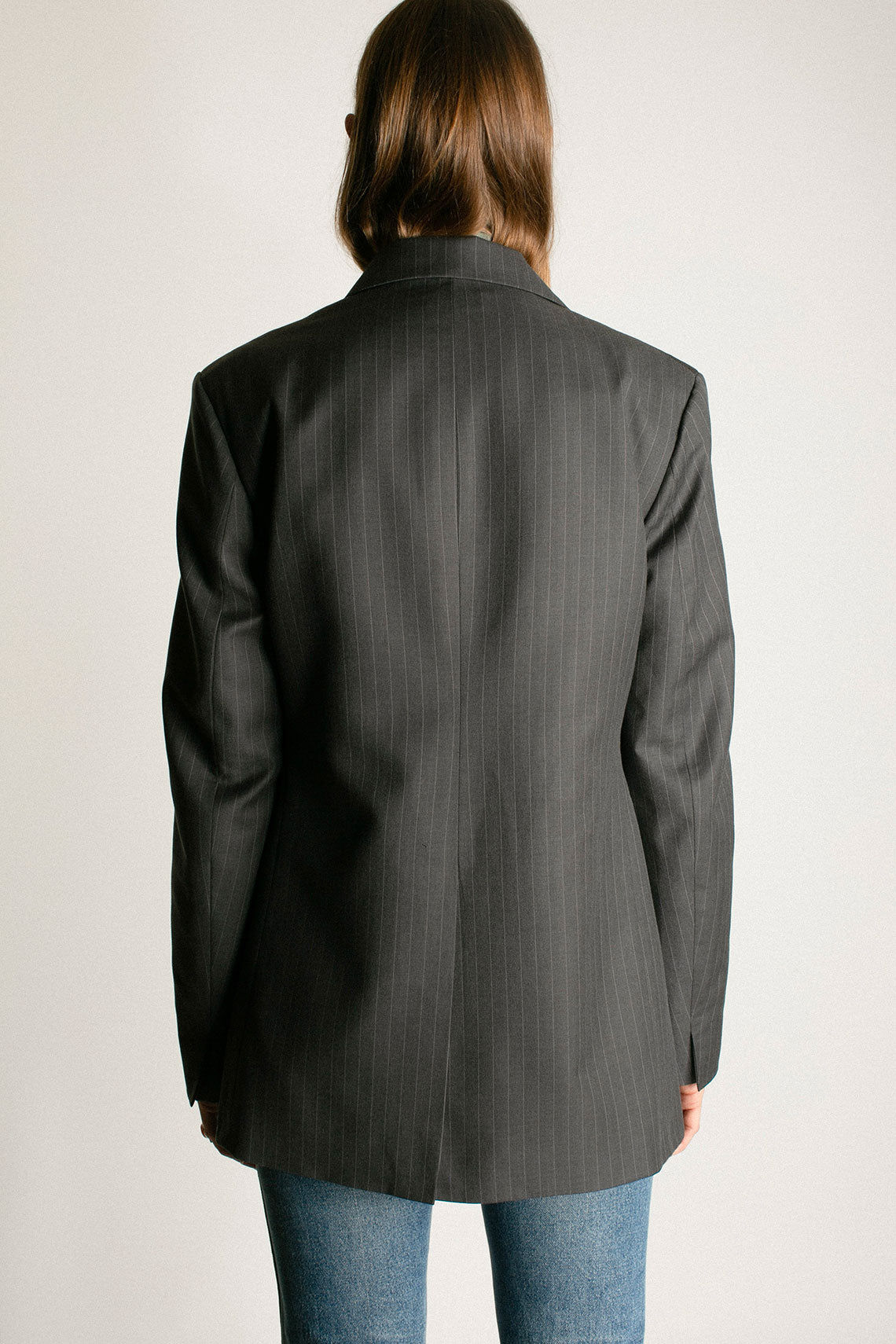 Charcoal Pinstripe Twill Blazer