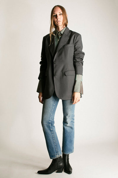 Charcoal Pinstripe Twill Blazer
