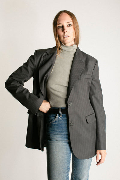 Charcoal Pinstripe Twill Blazer