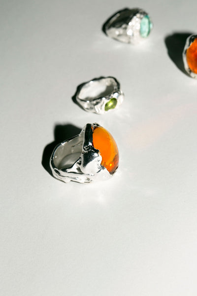 Silver with Orange Atolon Ring